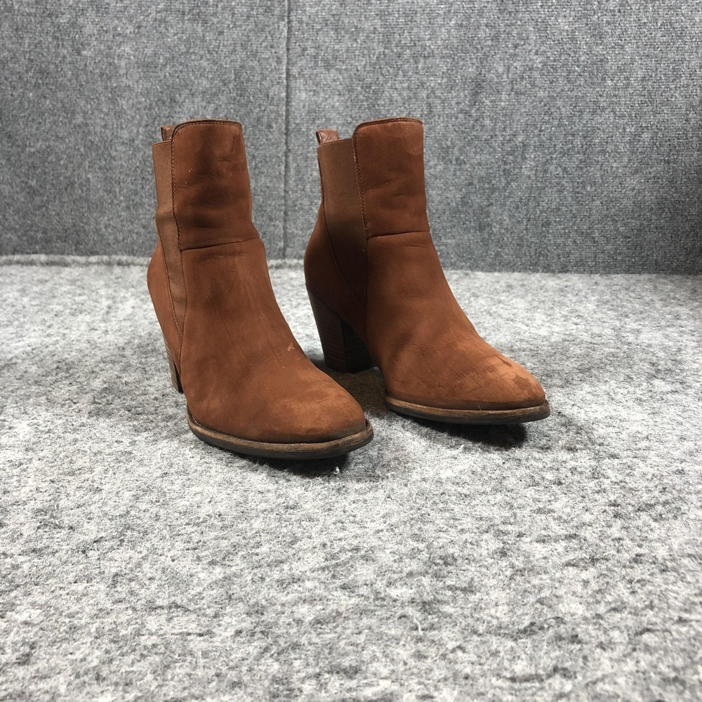 Paul Green Womens 9 Brown Suede Chelsea Ankle Boots Block‎ Heel Pull On